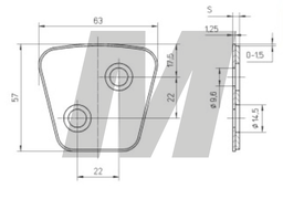 PASTILLA CERAMICA EMBRAGUE 2 PERF DIAGONAL 4.8 MM DER-IZQ 63MM