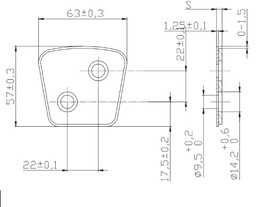 PASTILLA CERAMICA EMBRAGUE 2 PERF DIAGONAL 4.0 MM DER-IZQ 63MM