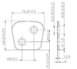 PASTILLA CERAMICA EMBRAGUE 2 PERF DIAGONAL 4.0 MM DER-IZQ 77MM