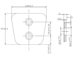 PASTILLA CERAMICA EMBRAGUE 2 PERFORACIONES VERTICAL 4.8 MM.
