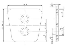 PASTILLA CERAMICA EMBRAGUE 2 PERFORACIONES VERTICAL 4.4 MM.